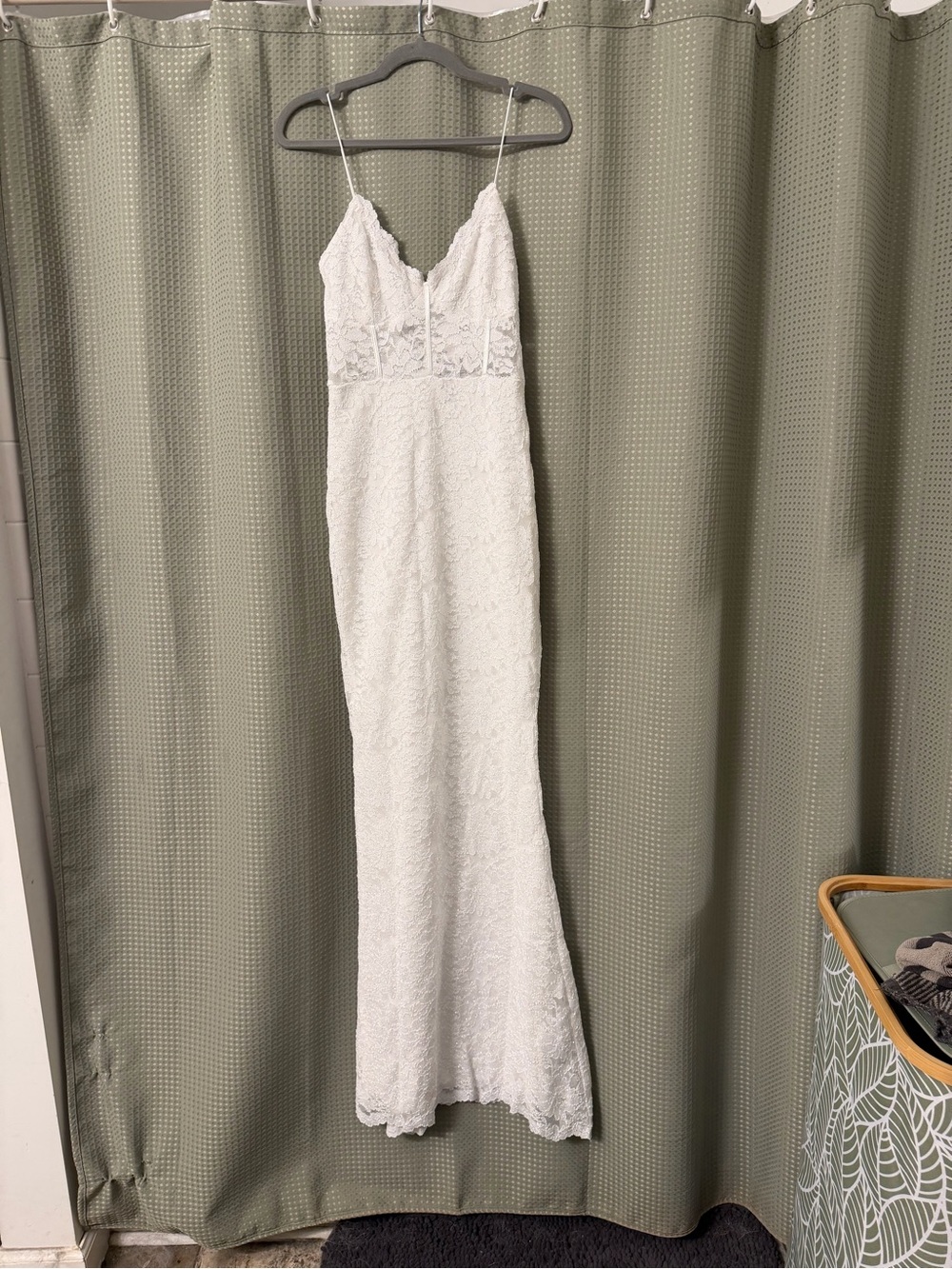 12th Tribe White Lace Spaghetti-Strap Bridal Gown